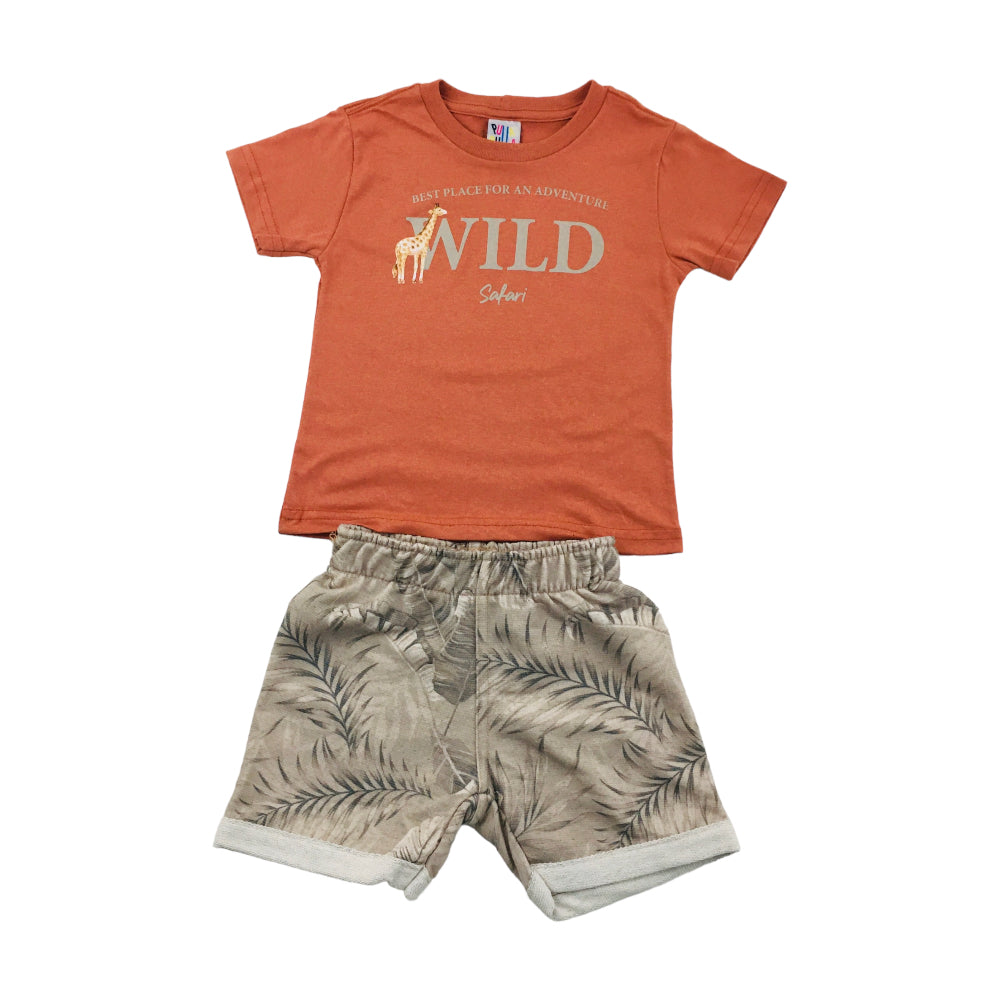 Conjunto Masculino Pulla Bulla Wild Safari Camiseta E Bermuda Moletinho