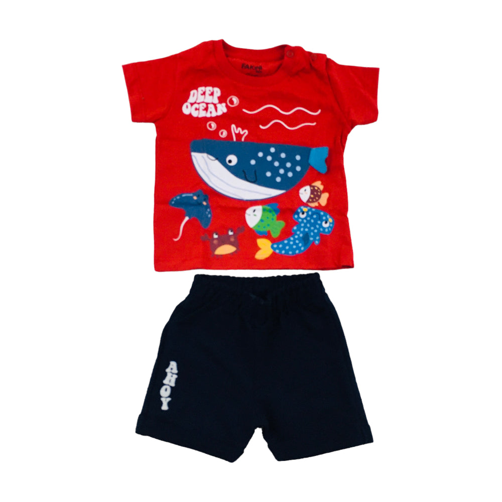 Conjunto Camiseta E Bermuda Fakini Baby Deep Ocean