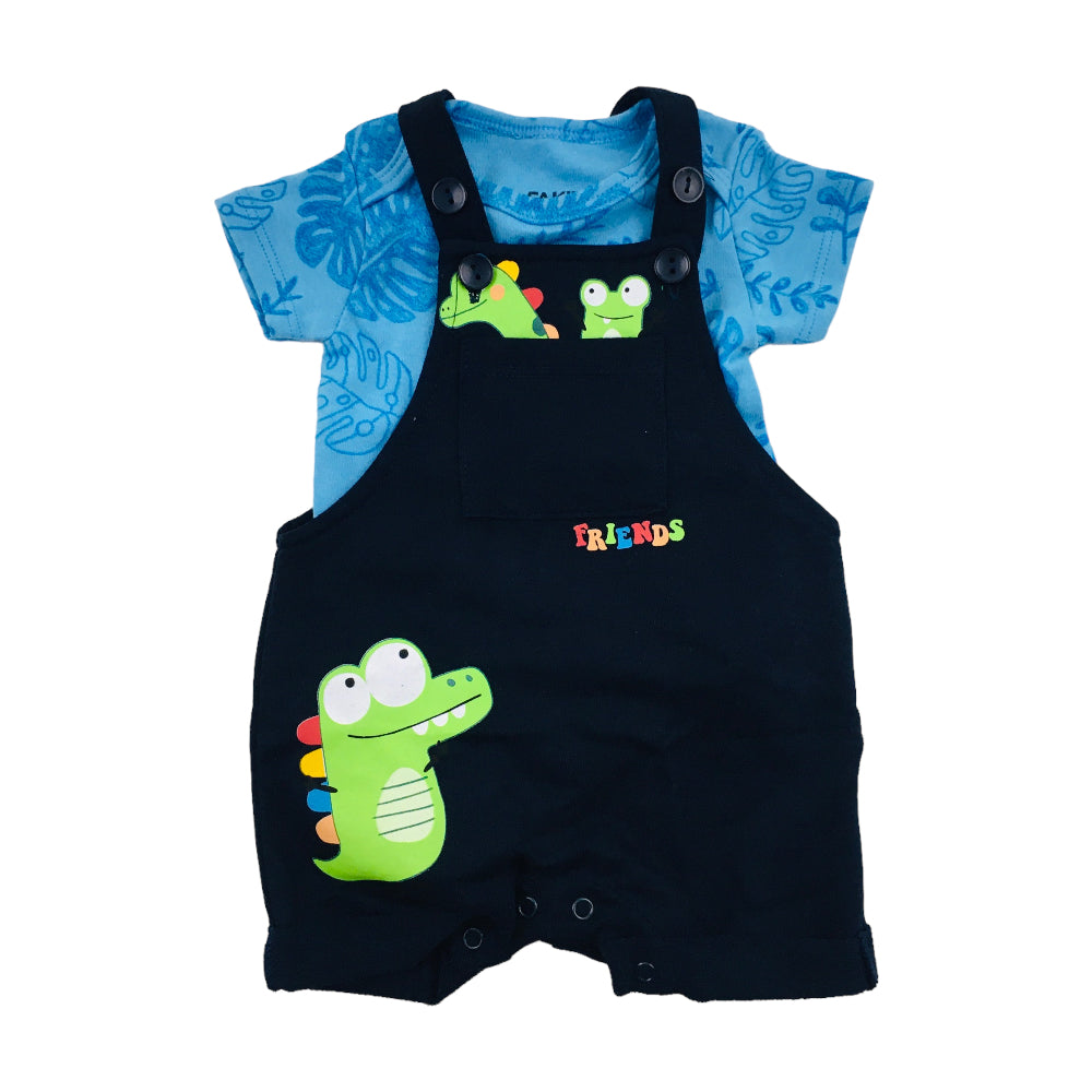 Conjunto Body E Macacao Fakini Baby Dino E Sapo Friends