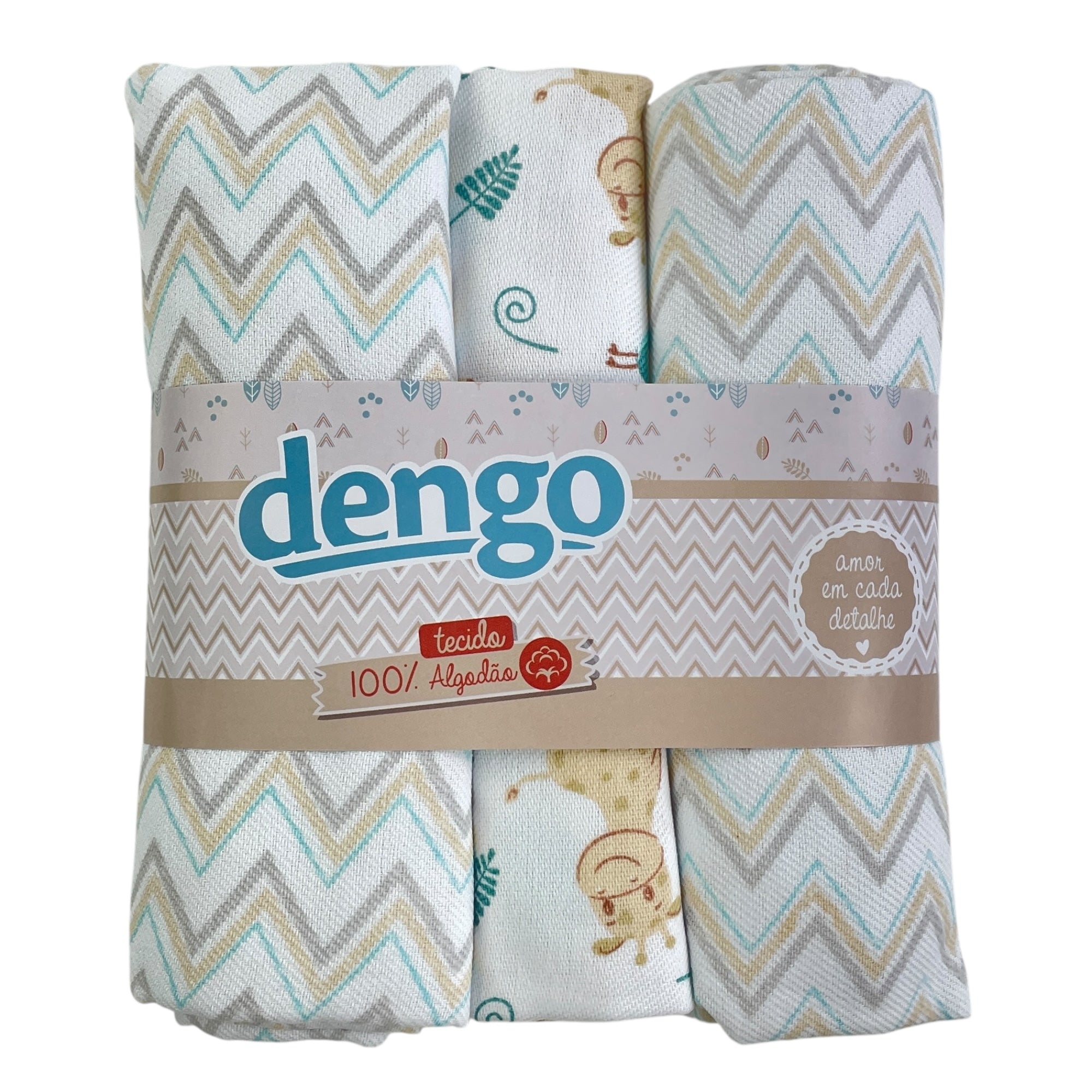 Kit Manta Cueiro Dengo Estampado 3 Peças