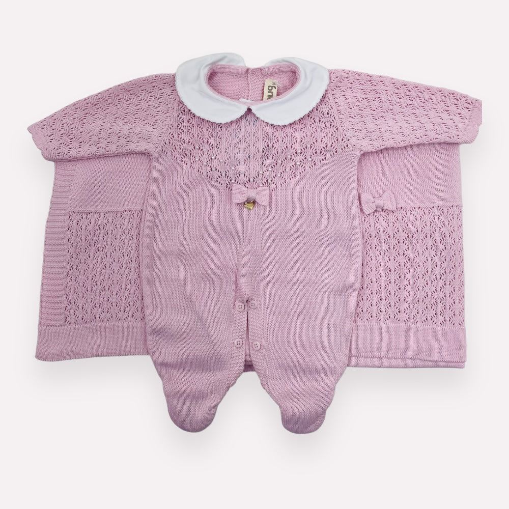 Saida De Maternidade Hug Tricot Perolas 2 Peças - Rosa - Rn