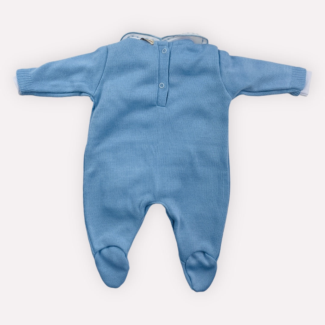 Saída De Maternidade Bebe Tricot Quadriculada 3 Peças