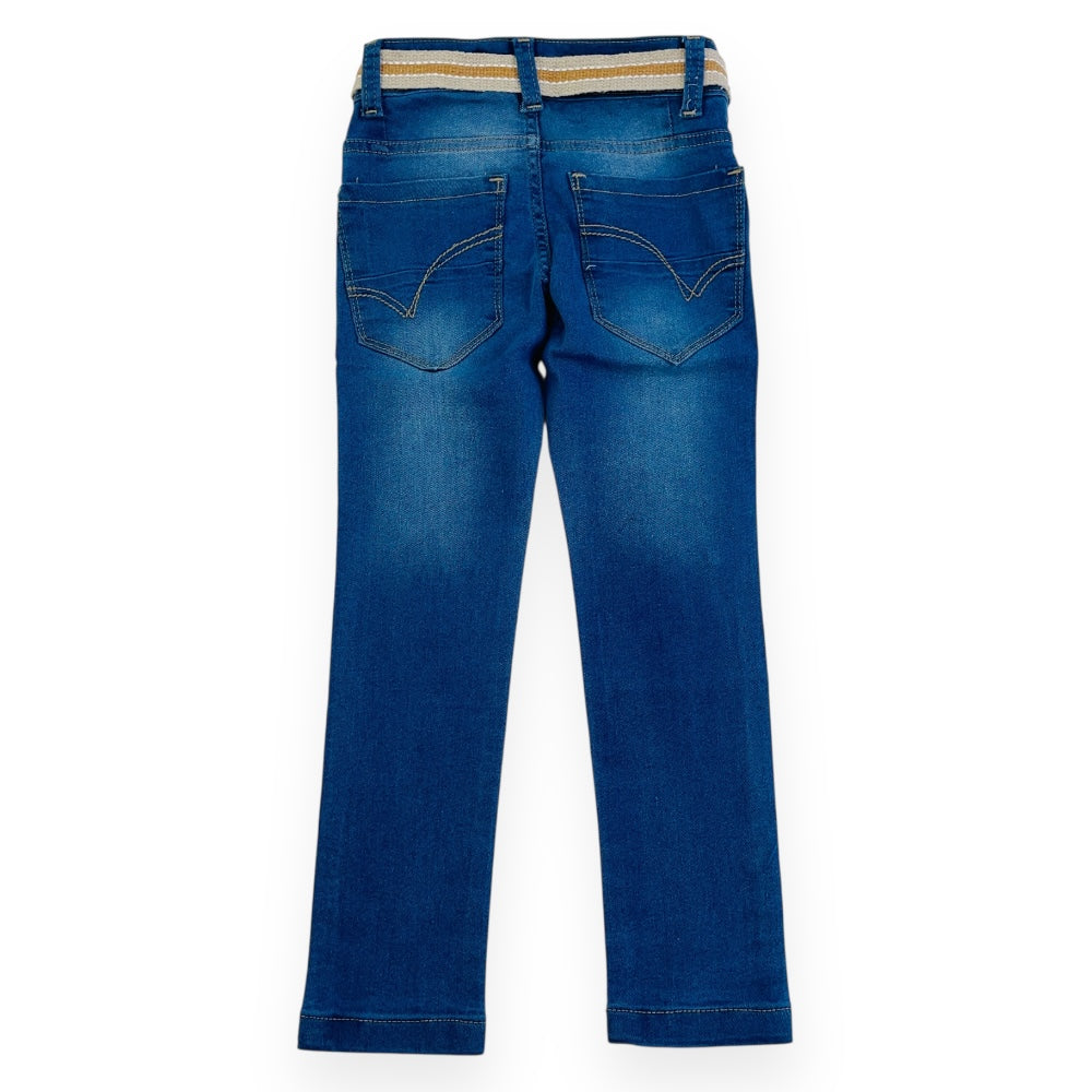 Calça Nacional Jeans Infantil Reta  Com Cinto
