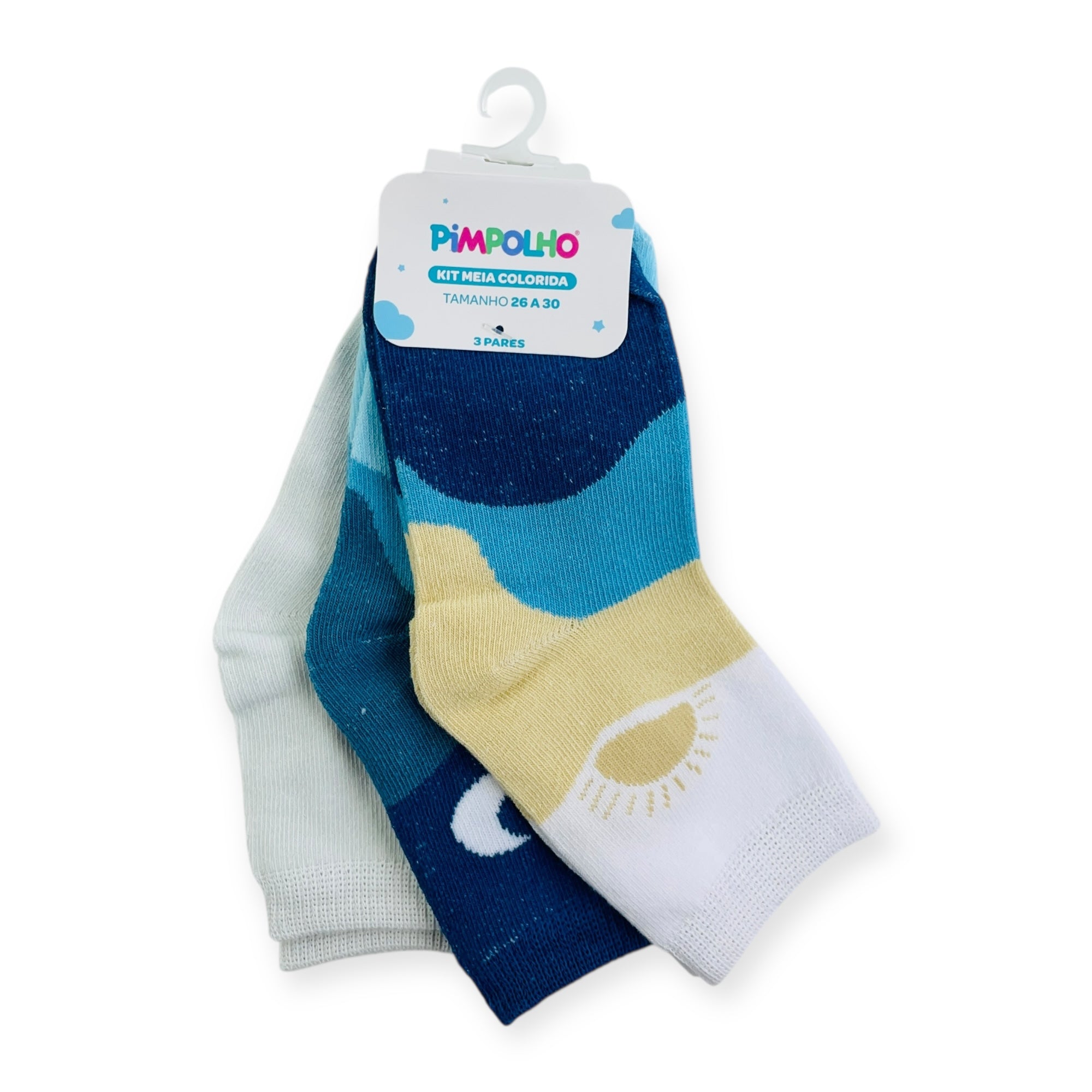 Kit Meia Colorida Masculino Pimpolho Antiderrapante Com 3 Pares