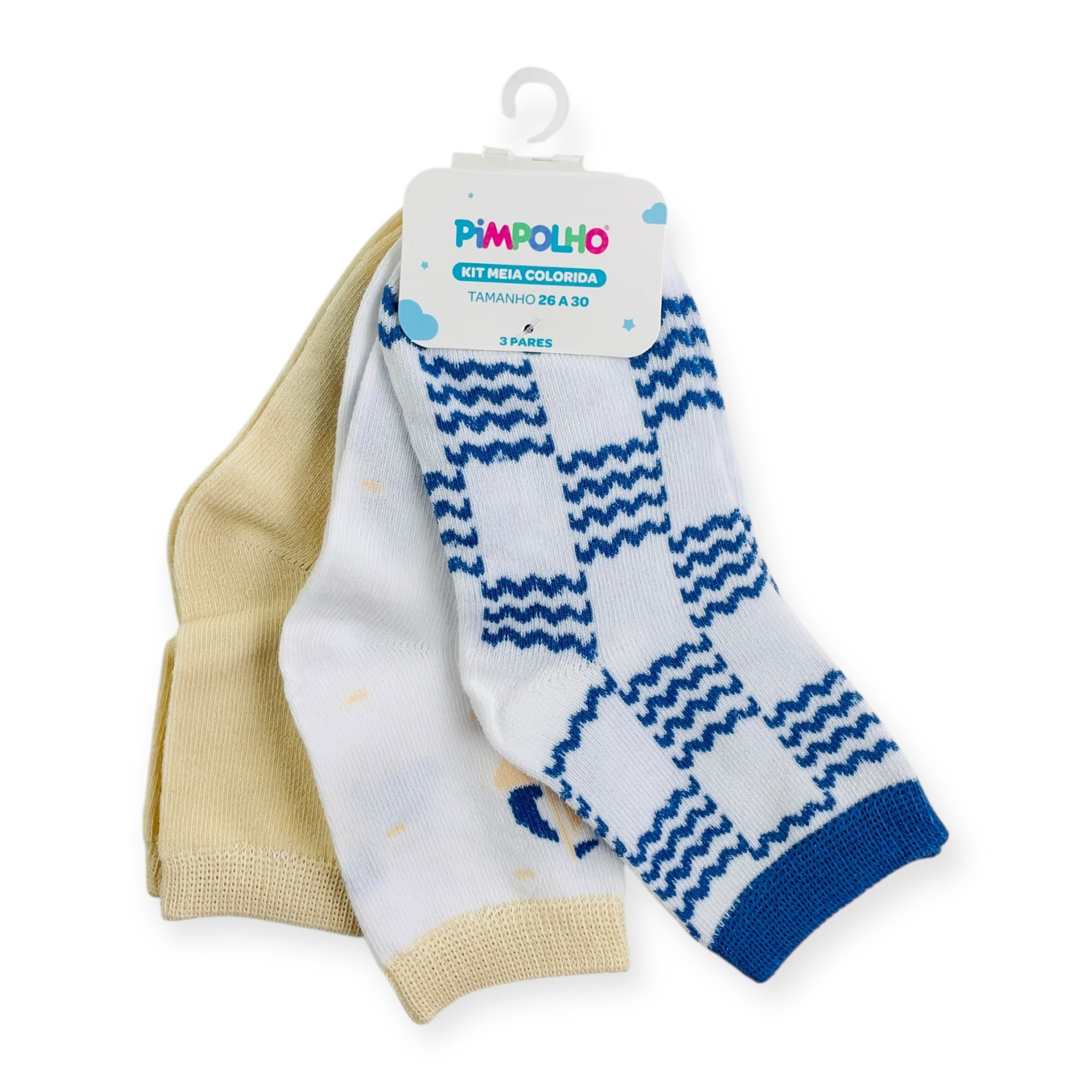 Kit Meia Colorida Masculino Pimpolho Antiderrapante Com 3 Pares