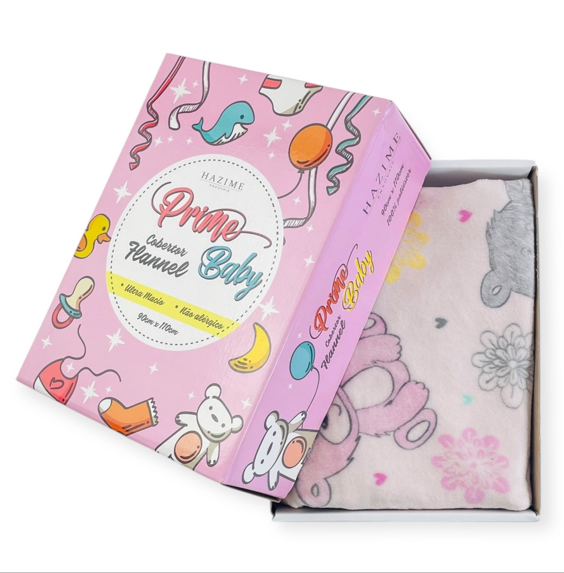 Cobertor Flannel Cartoon Prime Baby - Rosa Claro - 90 X110 Cm