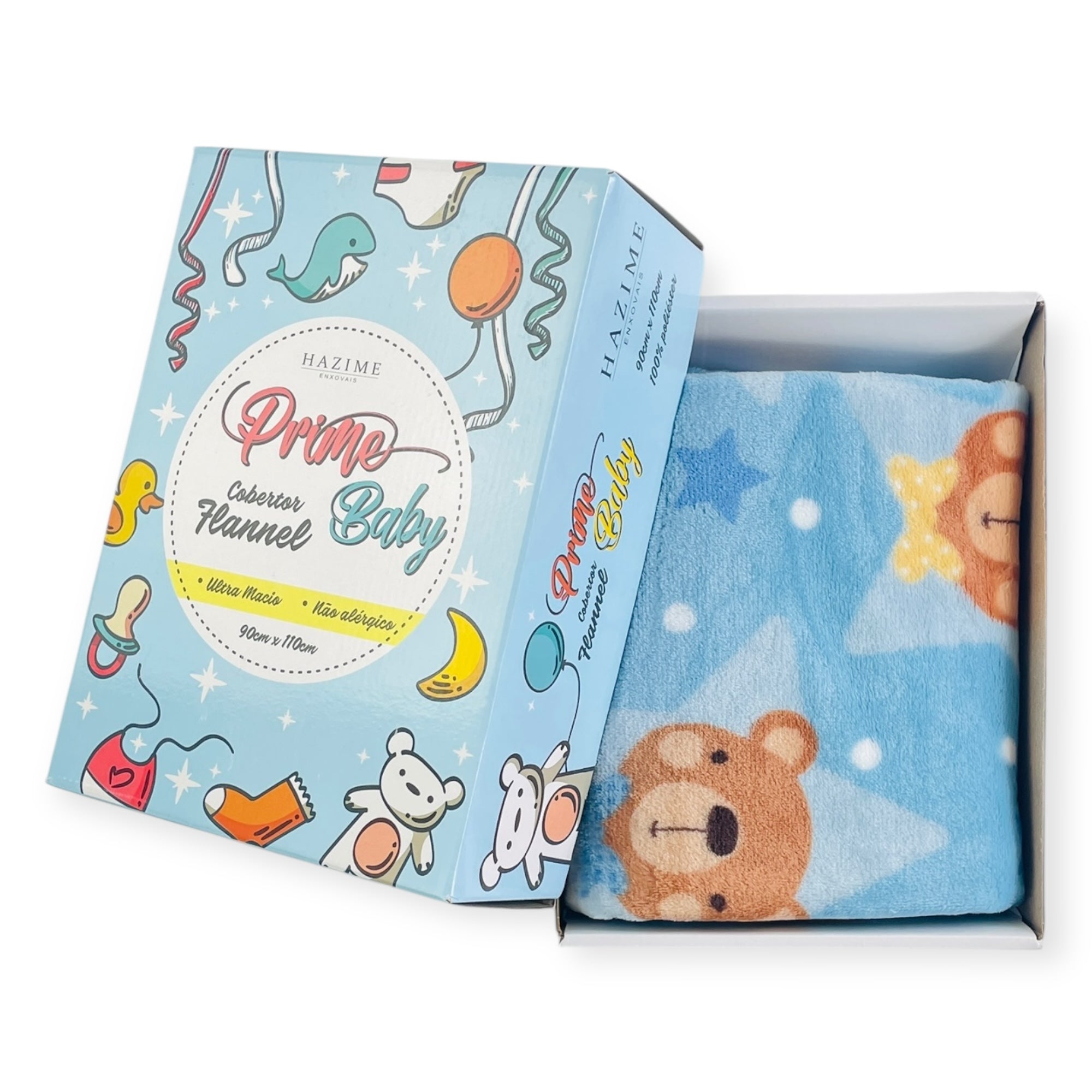 Cobertor Flannel Ted Prime Baby - Azul - 90 X110 Cm