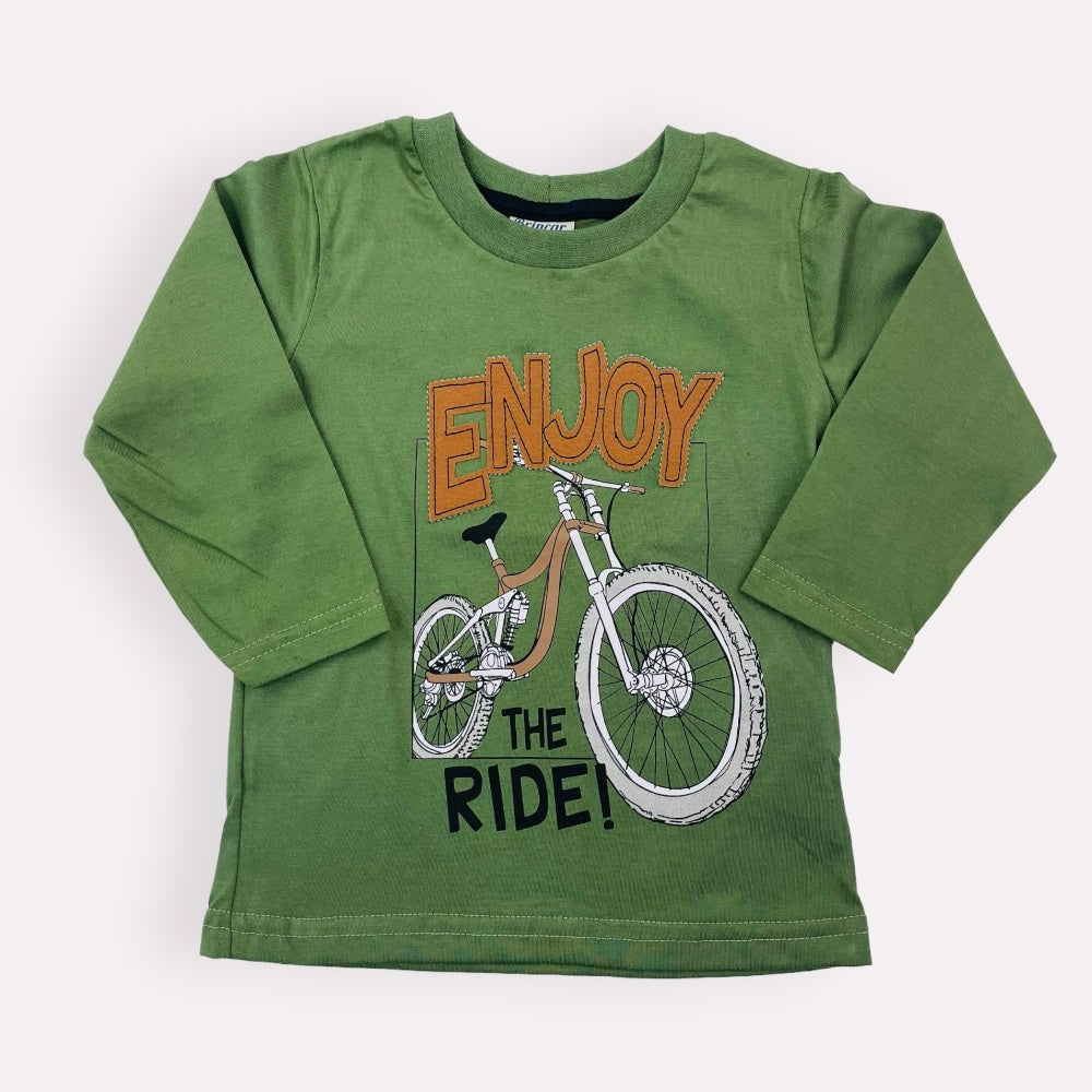 Camiseta Masculina Brincar e Arte Manga Longa Enjoy Bike