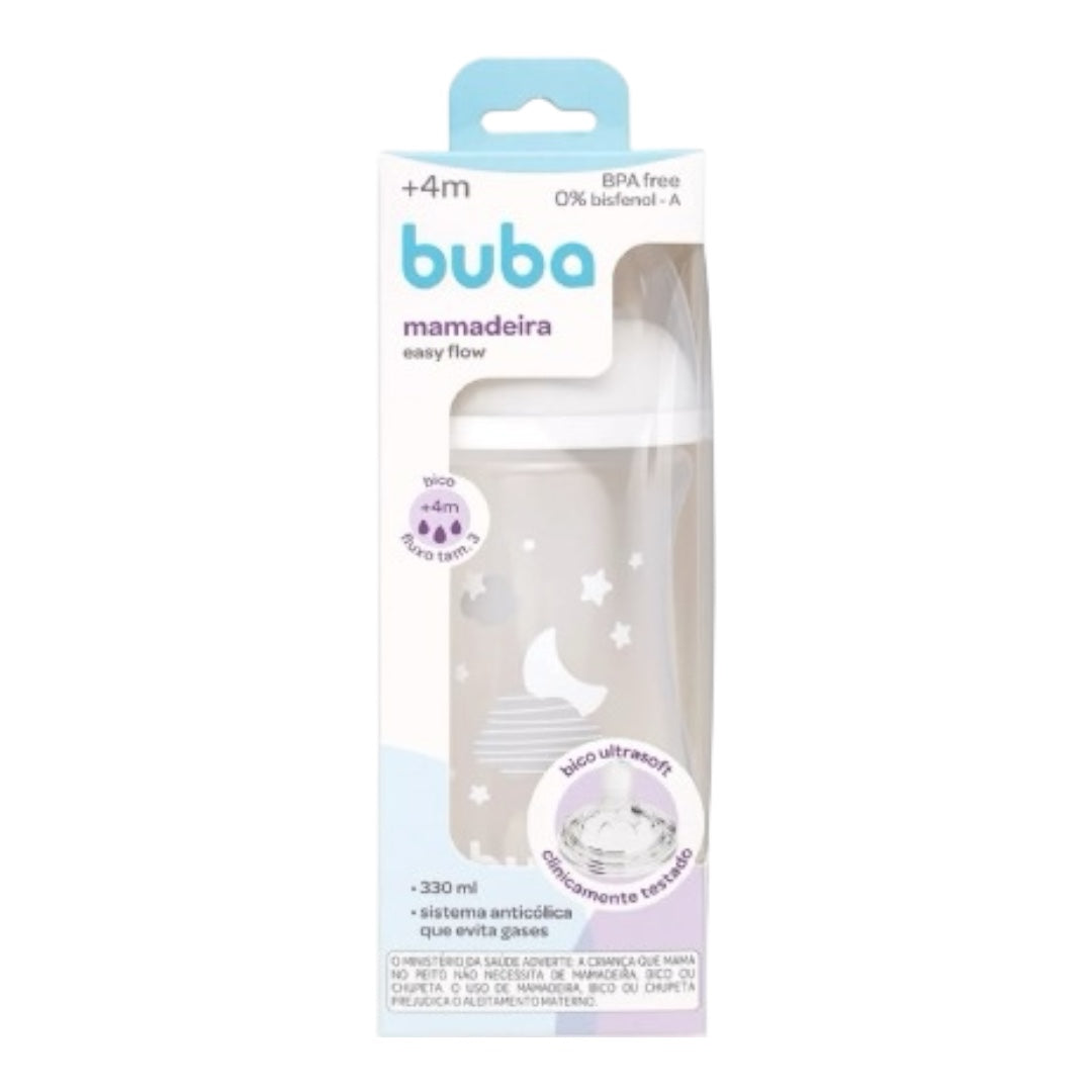 Mamadeira Buba Easy Flow Nuvem +4M - Branca - 330 Ml