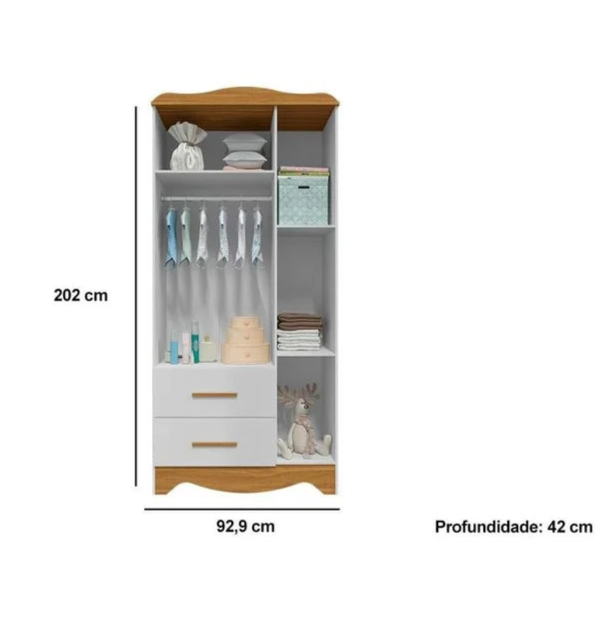 Guarda Roupa Clara Com Visor 3 Porta Plus Peroba