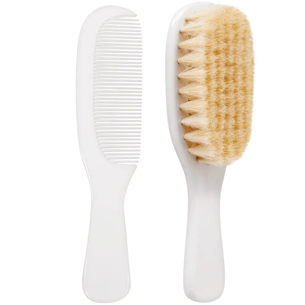 Kit Escova E Pente Buba Cerdas Naturais 2 Peças -  Branco
