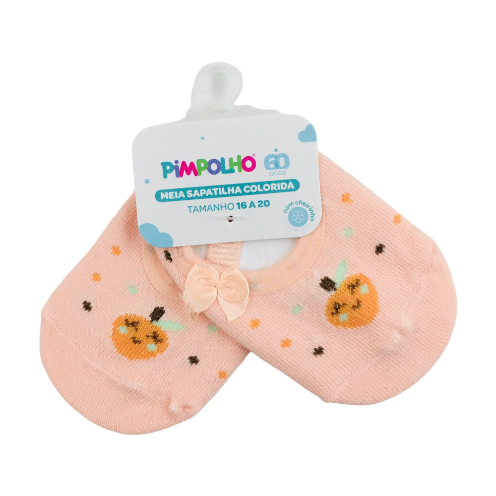 Meia Sapatilha Pimpolho Feminina 16-20 Colorida Laranja