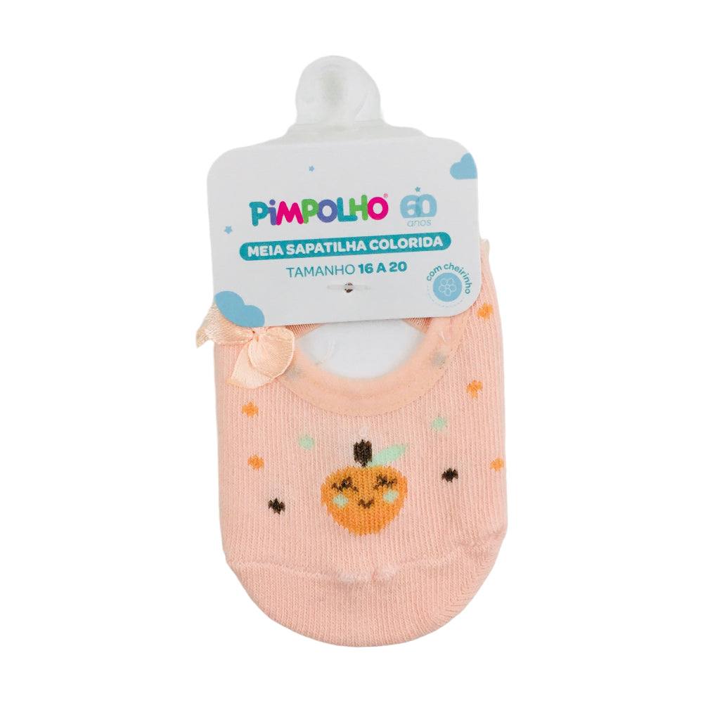 Meia Sapatilha Pimpolho Feminina 16-20 Colorida Laranja