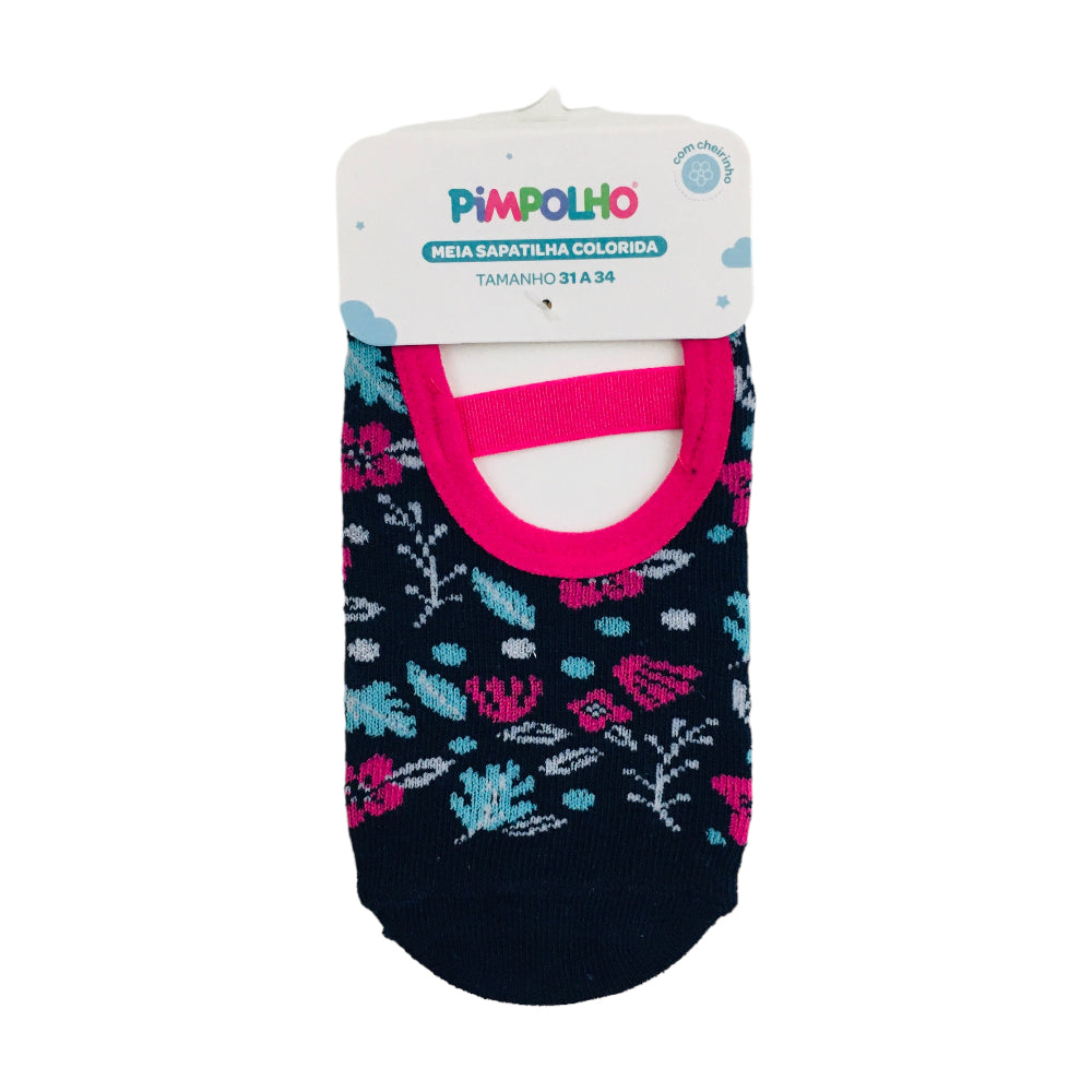 Meia Sapatilha Pimpolho Feminina 31 a 34 Colorida Floral