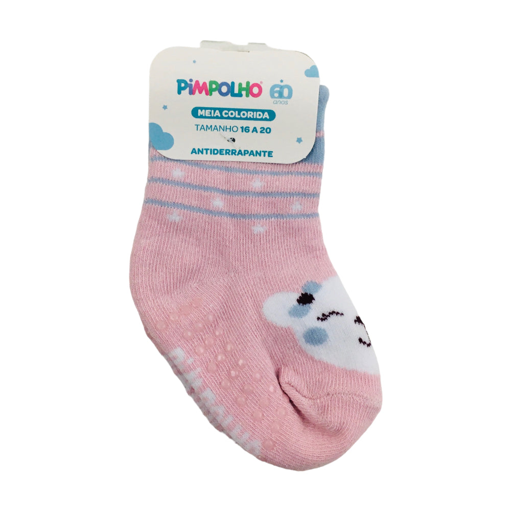 Meia Pimpolho Feminina antiderrapante 16 a 20 Colorida Ursa